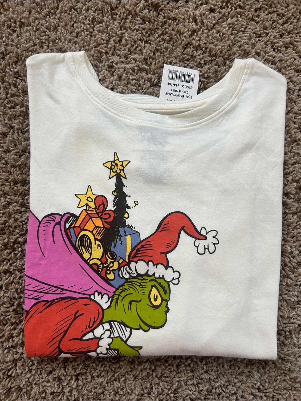 Classic Holiday Grinch Graphic Tee - Cream